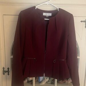 Tahari ASL Red Blazer Elegant Suit Jacket w Peplum 4 NWT